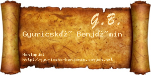 Gyuricskó Benjámin névjegykártya